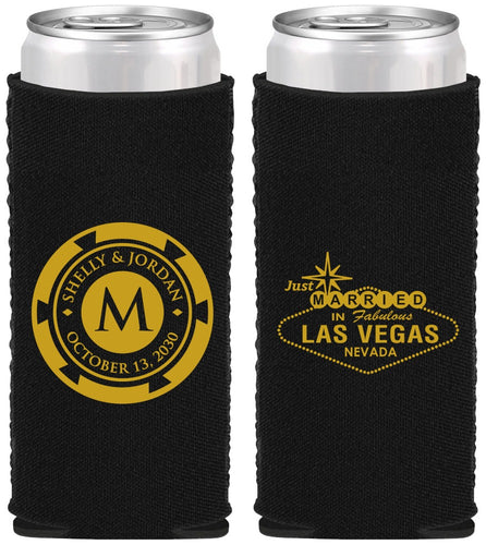 Custom Wedding Neoprene Slim Can Coolers - Las Vegas | 454