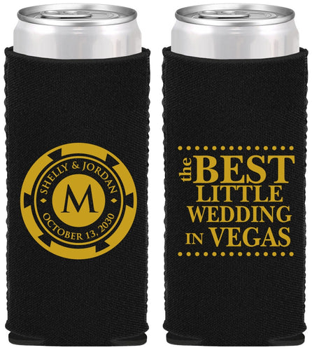 Custom Wedding Neoprene Slim Can Coolers - Las Vegas | 457