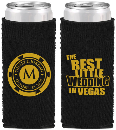 Custom Wedding Neoprene Slim Can Coolers - Las Vegas | 458
