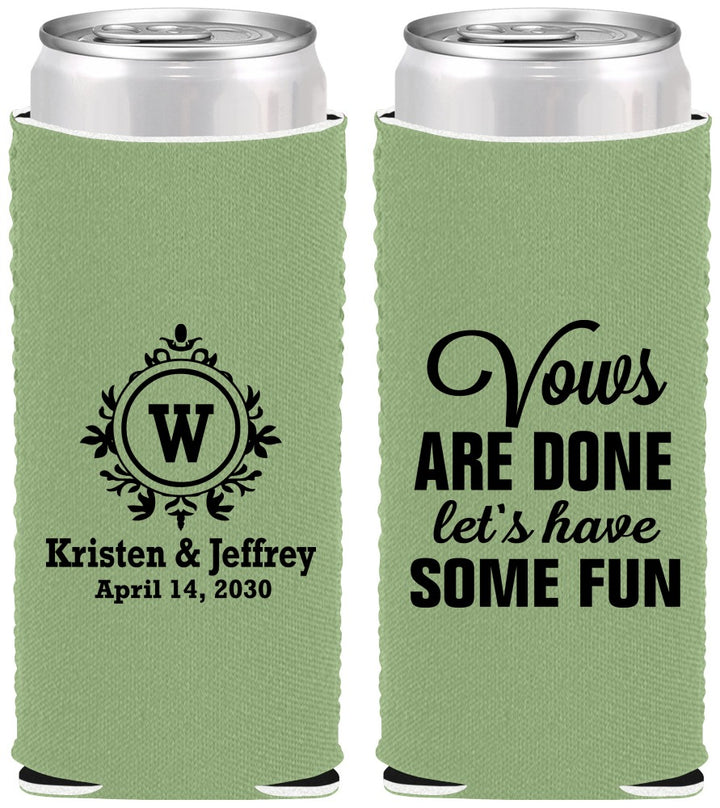 Custom Wedding Neoprene Slim Can Coolers - Monogrammed | 462