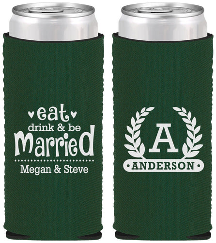 Custom Wedding Neoprene Slim Can Coolers - Monogram | 464
