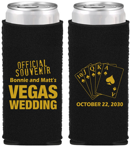 Custom Wedding Neoprene Slim Can Coolers - Las Vegas | 465