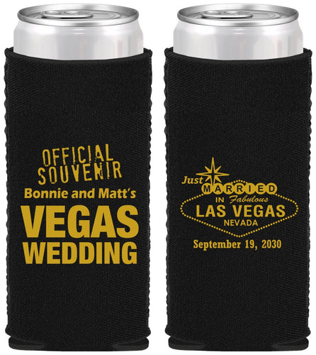 Custom Wedding Neoprene Slim Can Coolers - Las Vegas | 466