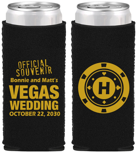 Custom Wedding Neoprene Slim Can Coolers - Las Vegas | 467