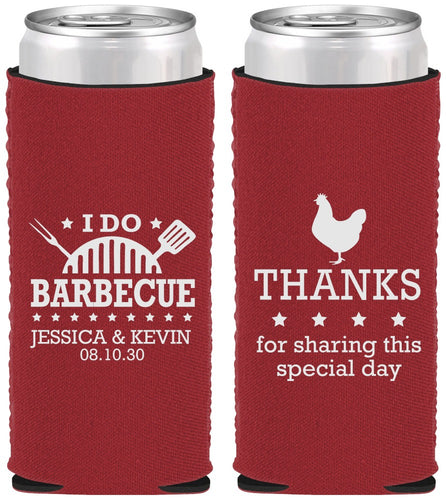 Custom Wedding Neoprene Slim Can Coolers - I Do Barbecue Bbq | 469