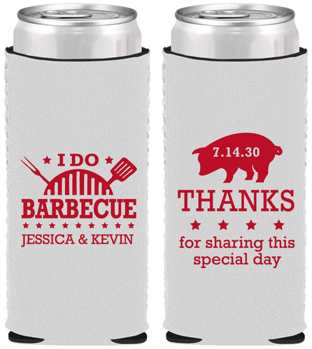 Custom Wedding Neoprene Slim Can Coolers - I Do Barbecue Bbq | 470