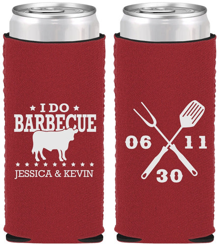 Custom Wedding Neoprene Slim Can Coolers - I Do Barbecue Bbq | 471