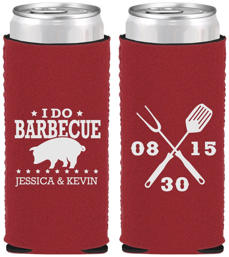 Custom Wedding Neoprene Slim Can Coolers - I Do Barbecue Bbq | 473