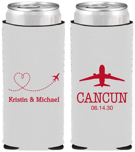 Custom Wedding Neoprene Slim Can Coolers - Destination | 492
