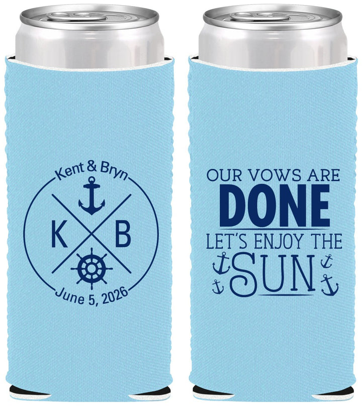 Custom Wedding Neoprene Slim Can Coolers - Nautical | 495