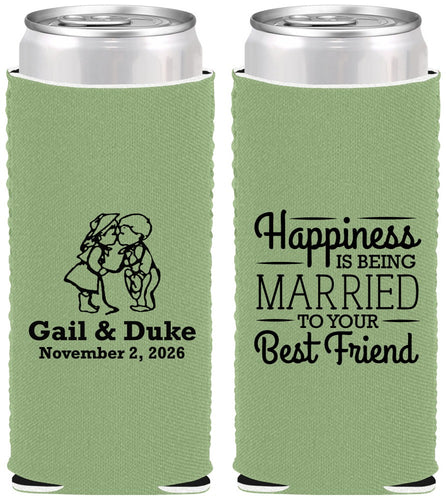 Custom Wedding Neoprene Slim Can Coolers - Best Friend | 499