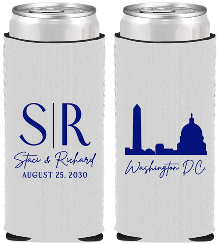 Custom Wedding Neoprene Slim Can Coolers - Washington Dc | 500