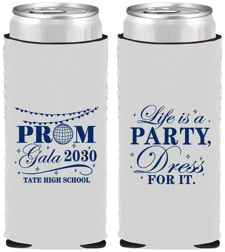 Custom Prom Neoprene Slim Can Coolers - Lifes A Party | 50002