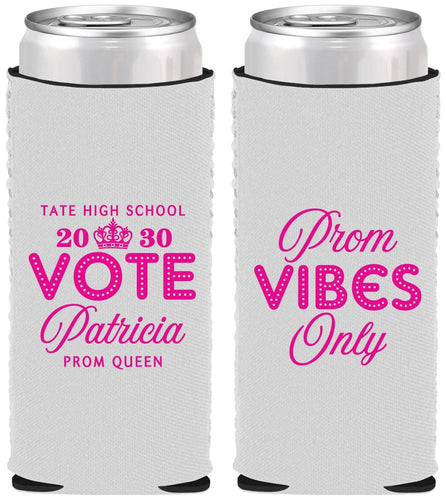Custom Prom Neoprene Slim Can Coolers - Queen Vote | 50017