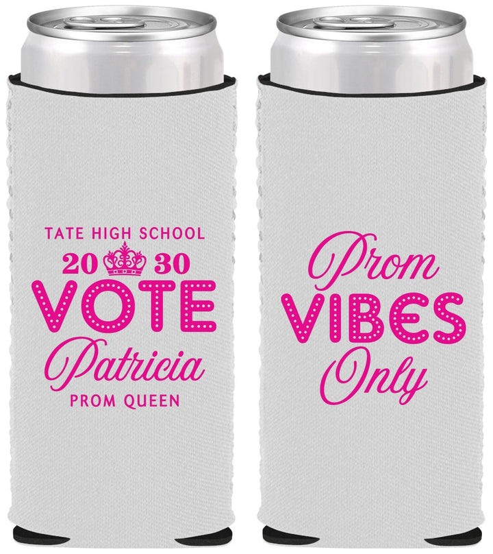 Custom Prom Neoprene Slim Can Coolers - Queen Vote | 50017