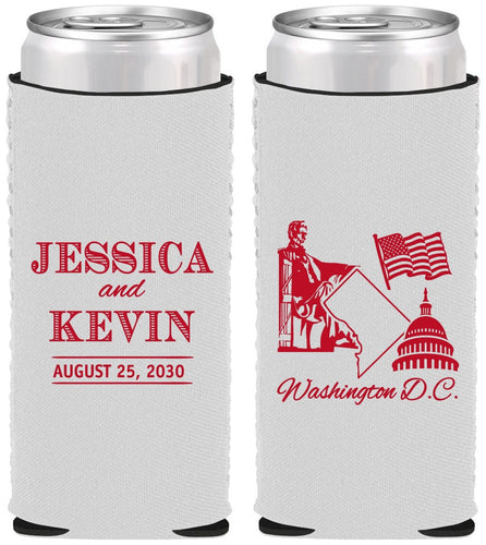 Custom Wedding Neoprene Slim Can Coolers - Washington Dc | 501