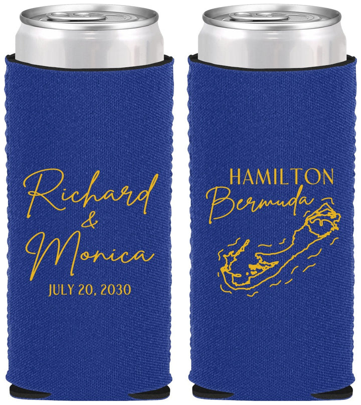 Custom Wedding Neoprene Slim Can Coolers - Bermuda | 512