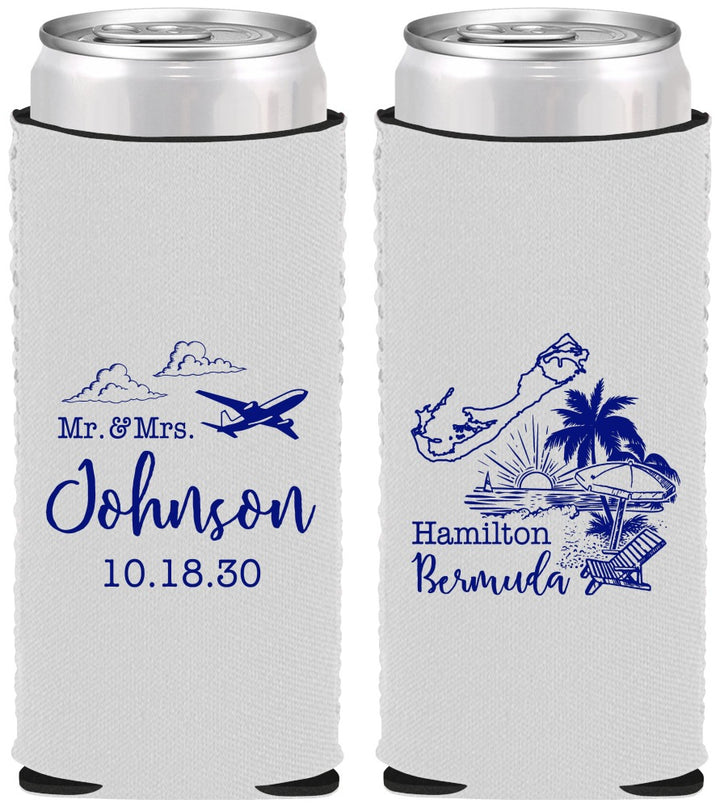 Custom Wedding Neoprene Slim Can Coolers - Bermuda | 513