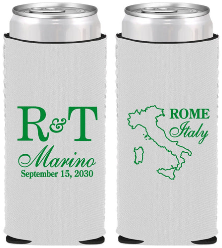 Custom Wedding Neoprene Slim Can Coolers - Italy | 514
