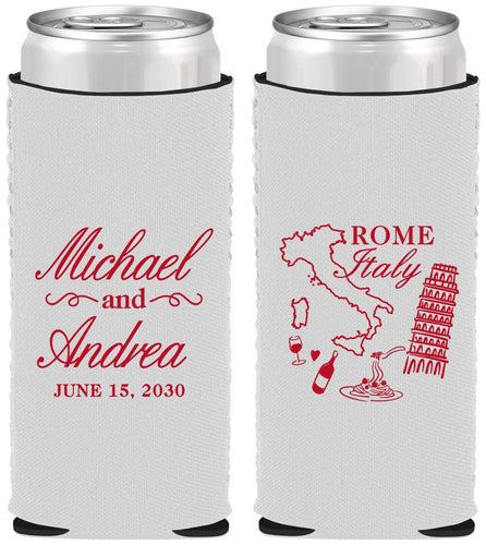 Custom Wedding Neoprene Slim Can Coolers - Italy | 515