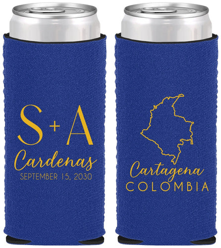 Custom Wedding Neoprene Slim Can Coolers - Colombia | 516