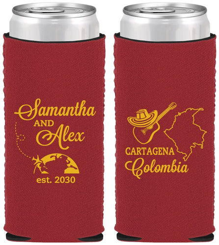 Custom Wedding Neoprene Slim Can Coolers - Colombia | 517