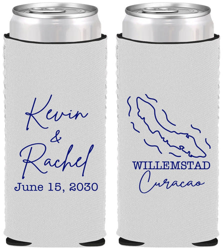 Custom Wedding Neoprene Slim Can Coolers - Curacao | 520