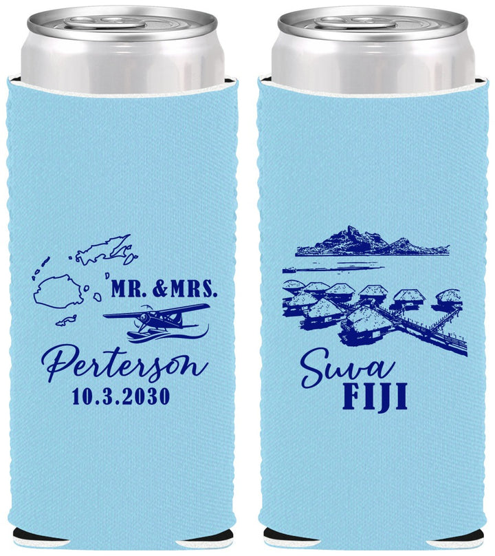 Custom Wedding Neoprene Slim Can Coolers - Fiji | 525