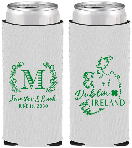 Custom Wedding Neoprene Slim Can Coolers - Ireland | 528