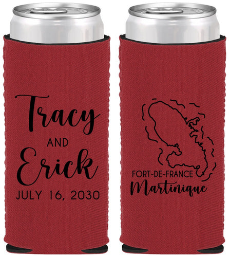 Custom Wedding Neoprene Slim Can Coolers - Martinique | 532