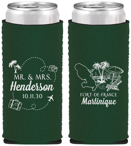 Custom Wedding Neoprene Slim Can Coolers - Martinique | 533