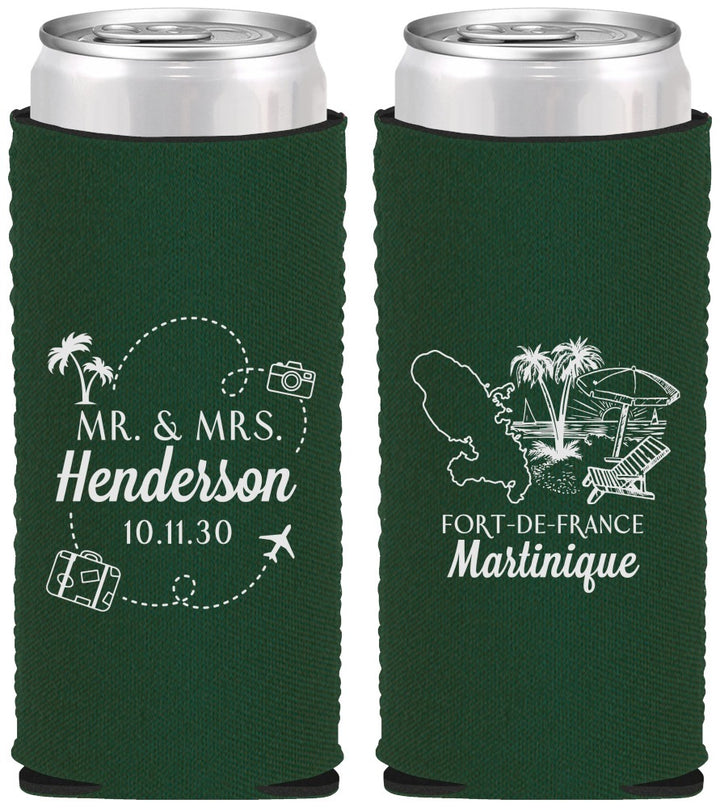 Custom Wedding Neoprene Slim Can Coolers - Martinique | 533