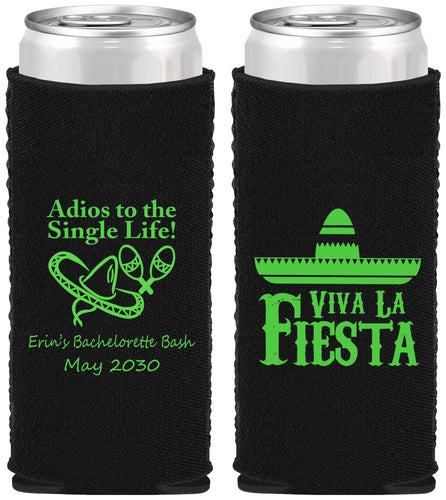 Custom Bachelorette Neoprene Slim Can Coolers - Viva La Fiesta | 60005