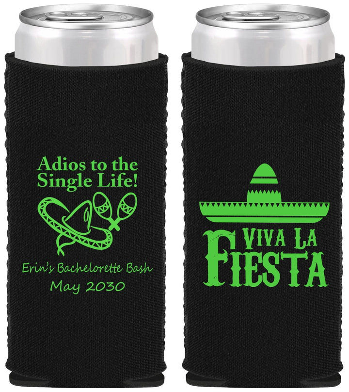 Custom Bachelorette Neoprene Slim Can Coolers - Viva La Fiesta | 60005
