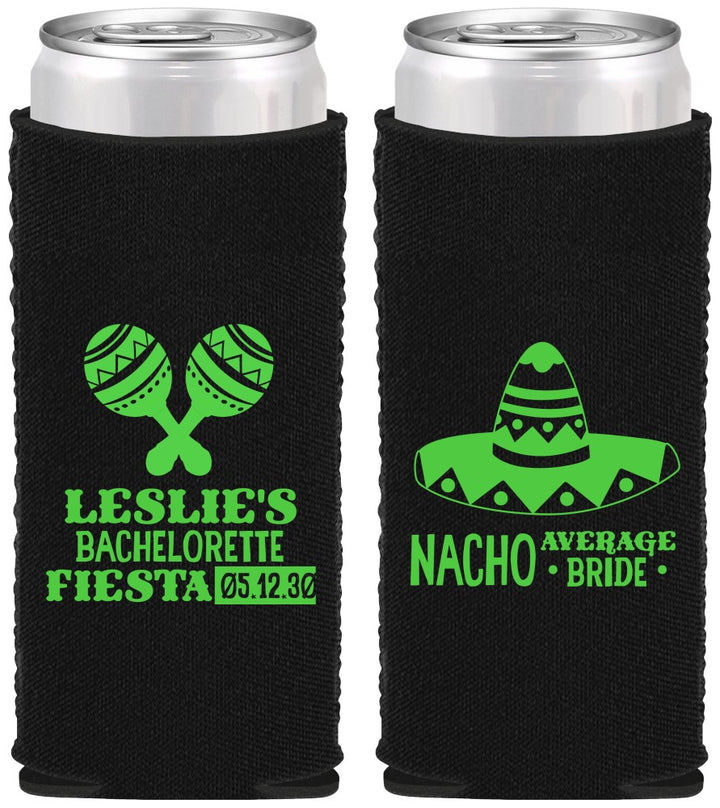 Custom Bachelorette Neoprene Slim Can Coolers - Nacho Average Bride | 60007