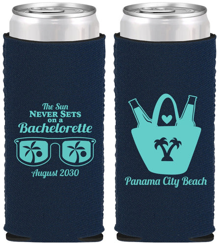 Custom Bachelorette Neoprene Slim Can Coolers - Beach | 60010