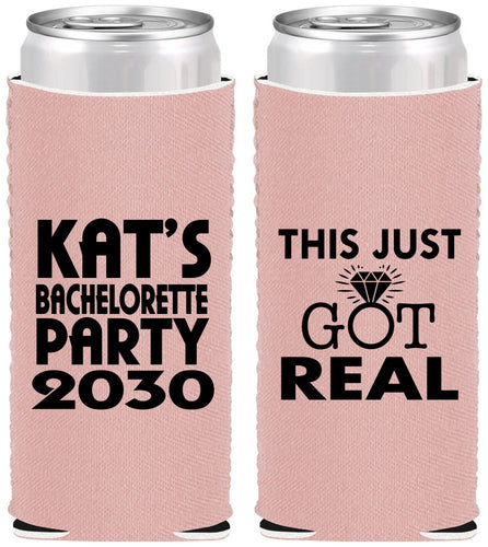 Custom Bachelorette Neoprene Slim Can Coolers - This Just Got Real | 60013