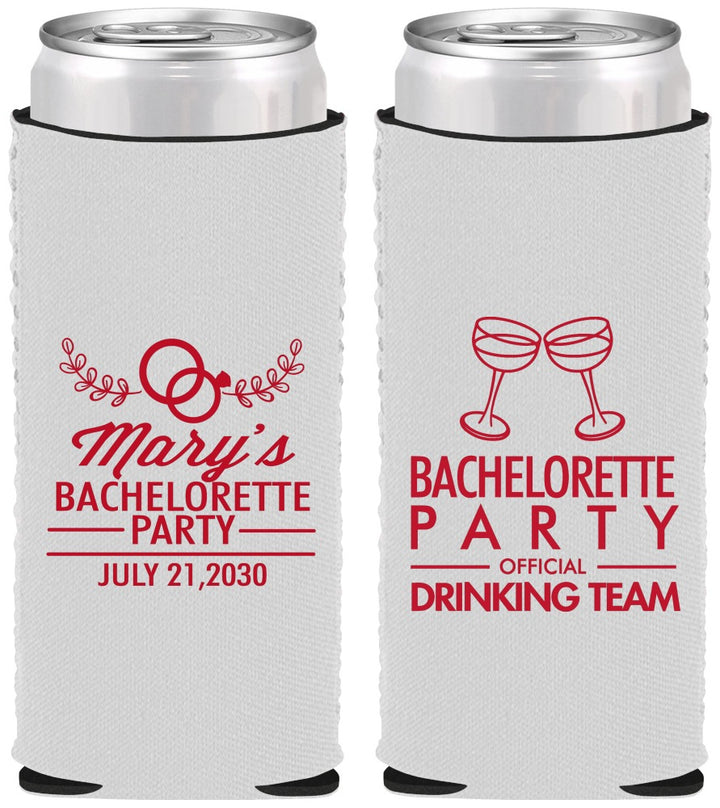 Custom Bachelorette Neoprene Slim Can Coolers - Official Drink Team | 60017