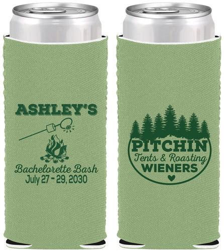Custom Bachelorette Neoprene Slim Can Coolers - Camping | 60018