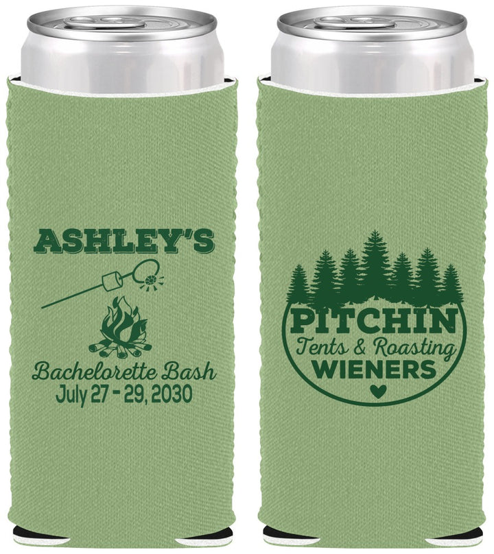 Custom Bachelorette Neoprene Slim Can Coolers - Camping | 60018