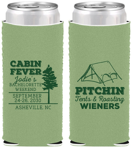Custom Bachelorette Neoprene Slim Can Coolers - Camping | 60019