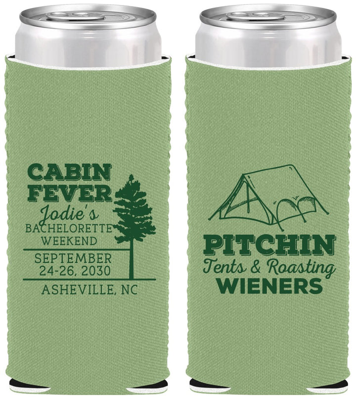 Custom Bachelorette Neoprene Slim Can Coolers - Camping | 60019