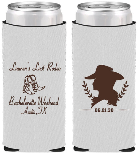 Custom Bachelorette Neoprene Slim Can Coolers - Last Rodeo | 60022