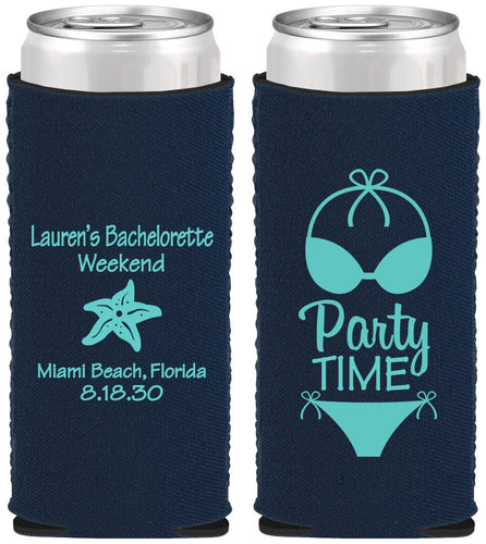Custom Bachelorette Neoprene Slim Can Coolers - Bikini | 60027