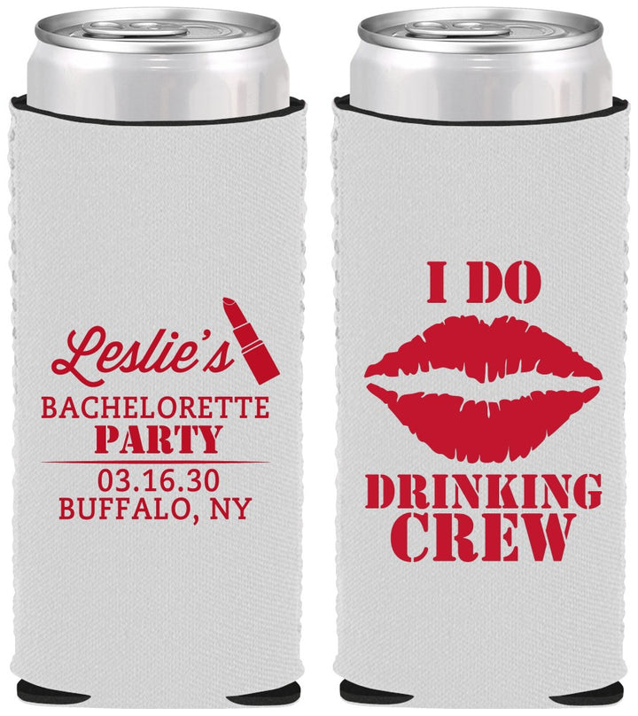 Custom Bachelorette Neoprene Slim Can Coolers - I Do Drinking Team | 60031
