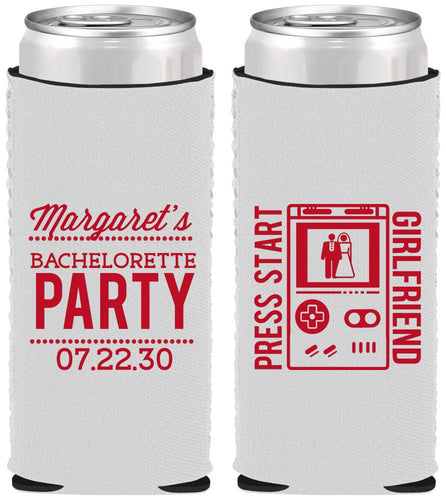 Custom Bachelorette Neoprene Slim Can Coolers - Video Games | 60039