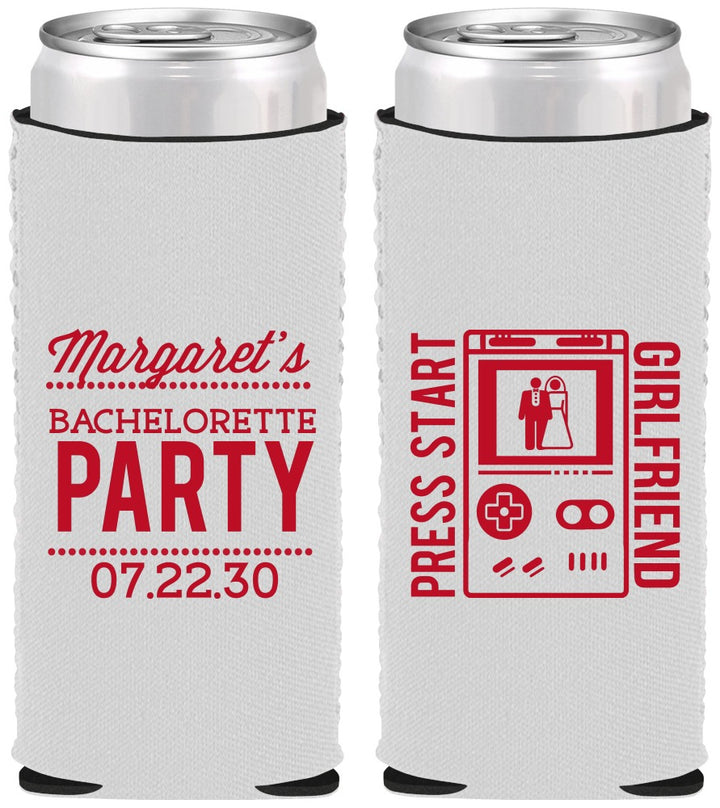 Custom Bachelorette Neoprene Slim Can Coolers - Video Games | 60039