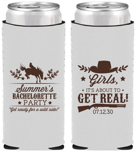 Custom Bachelorette Neoprene Slim Can Coolers - Its About To Get Real | 60043