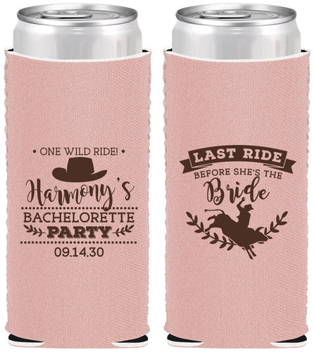 Custom Bachelorette Neoprene Slim Can Coolers - Last Ride Before Bride | 60046