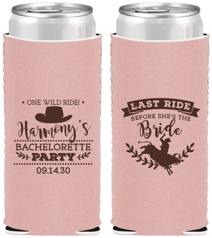 Custom Bachelorette Neoprene Slim Can Coolers - Last Ride Before Bride | 60046